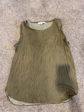 LOFT Olive Green Sleeveless Pocket Blouse